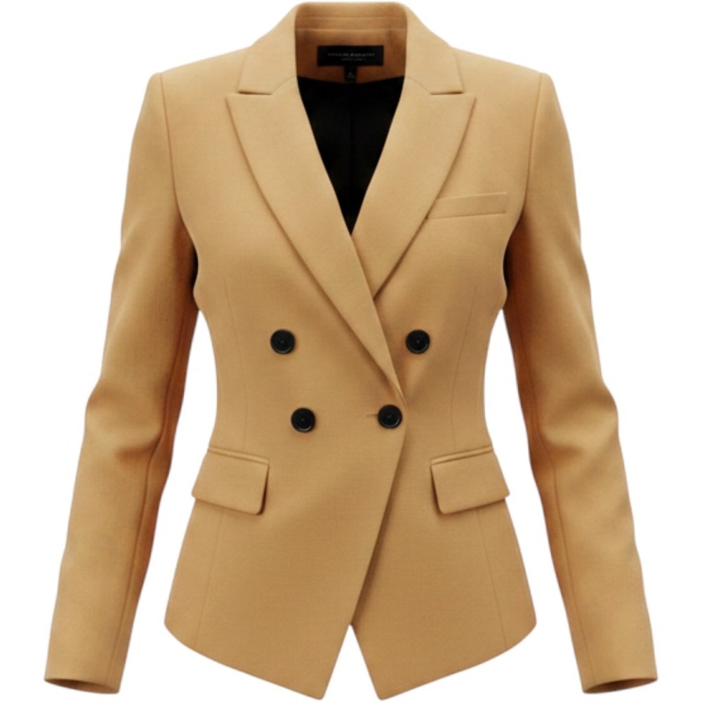 White House Black Market Blazer Womens 4 Tan Double Breasted Tailored Career New
